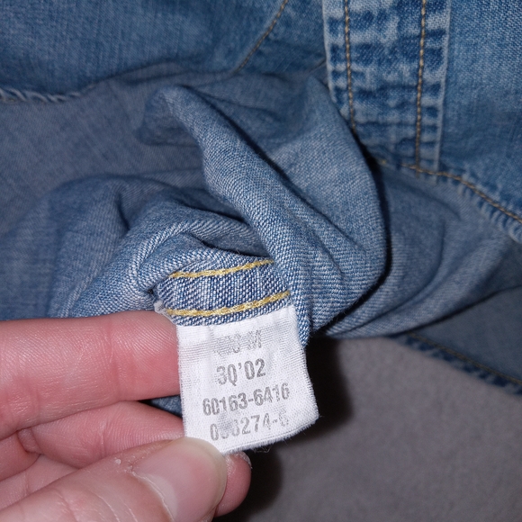 Levi's Denim Pearl Snap Shirt Men XL Lightwash Vintage Y2K Grunge Cowboy Western - Picture 13 of 14